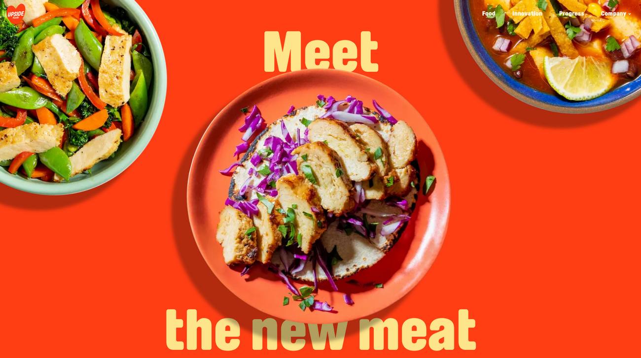 Upside foods main page of website