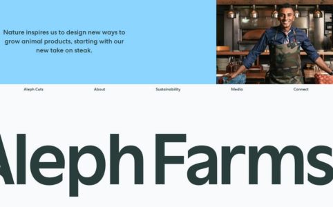 Aleph Farms main page of website, lab grown meat company from Israel