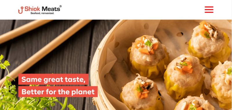Shiok meats company main page of website