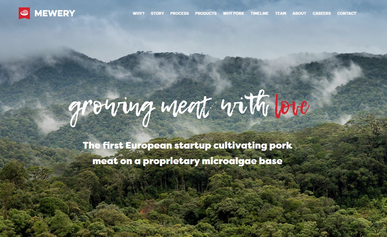 mewery main page website, lab-grown meat company from Czech Republic